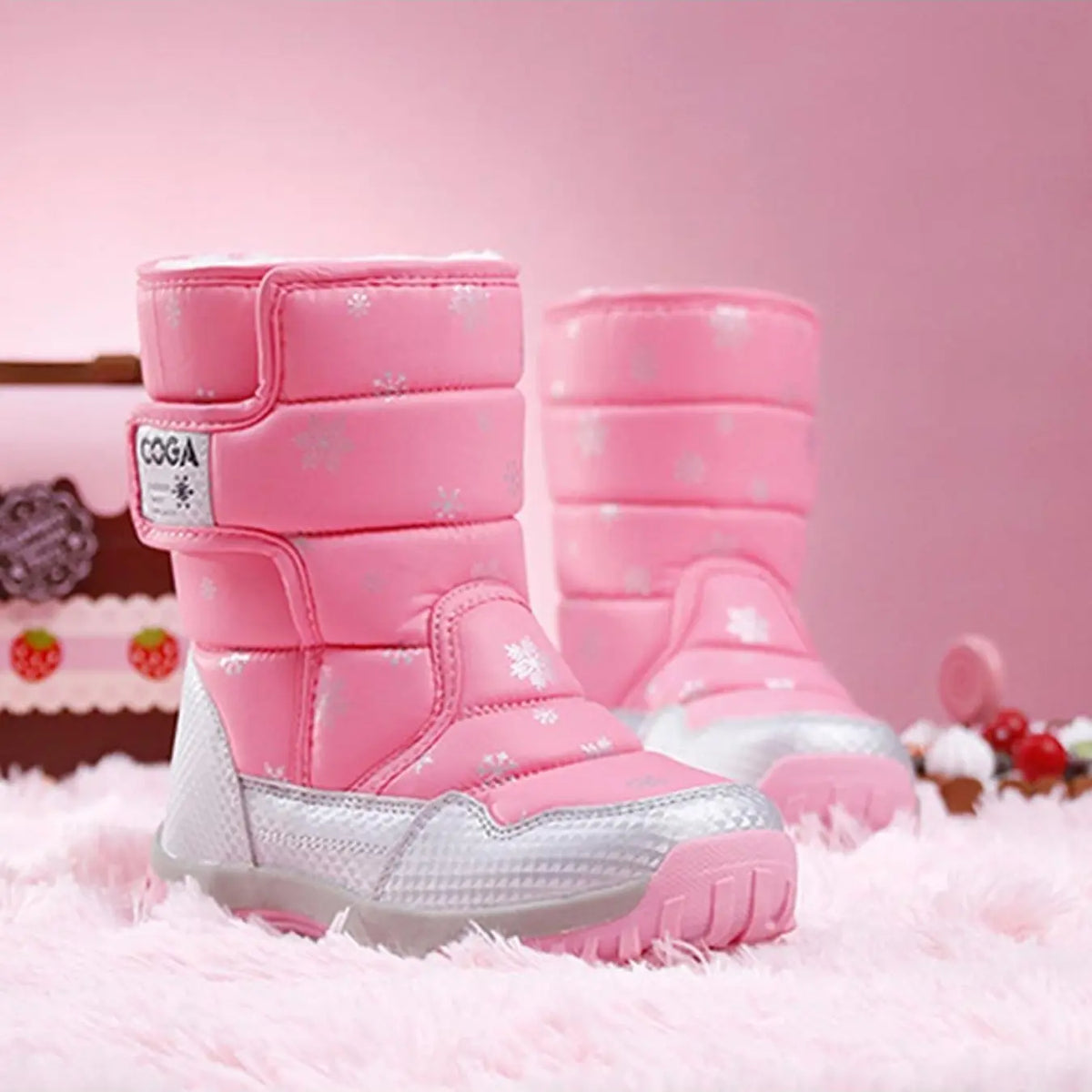 Winter Campus Children's Snow Boots for Girls - Thickened Fluffy Warm High-Waist Cotton Shoes for Outdoor Hiking and Trekking Boots Fuzzy Boots