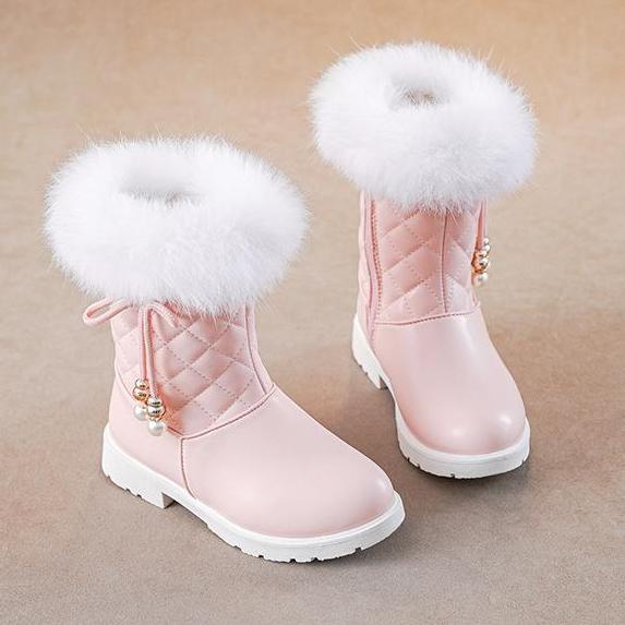 Toddler Girls' Color Block Mid-Calf Artificial Leather Boots - TPR Rubber Sole, Side Zipper, Warm, Non-Slip, Flat Heel (1 cm or Less), Fabric Lining, for Party, School