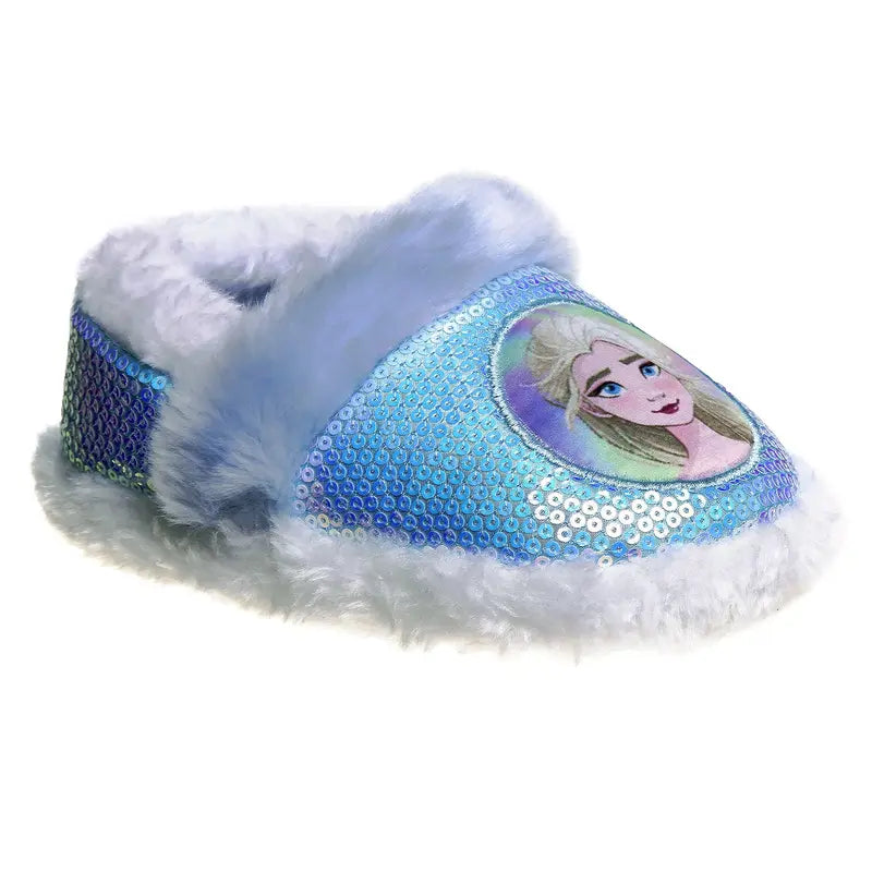 JOSMO KIDS Toddler Girls' Frozen Character-Inspired House Shoes Slippers - Elsa and Anna Plush, Lightweight, Warm, Soft Aline Design, Blue/Purple (Sizes 5-12), Character-Inspired Slippers