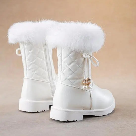 Toddler Girls' Color Block Mid-Calf Artificial Leather Boots - TPR Rubber Sole, Side Zipper, Warm, Non-Slip, Flat Heel (1 cm or Less), Fabric Lining, for Party, School