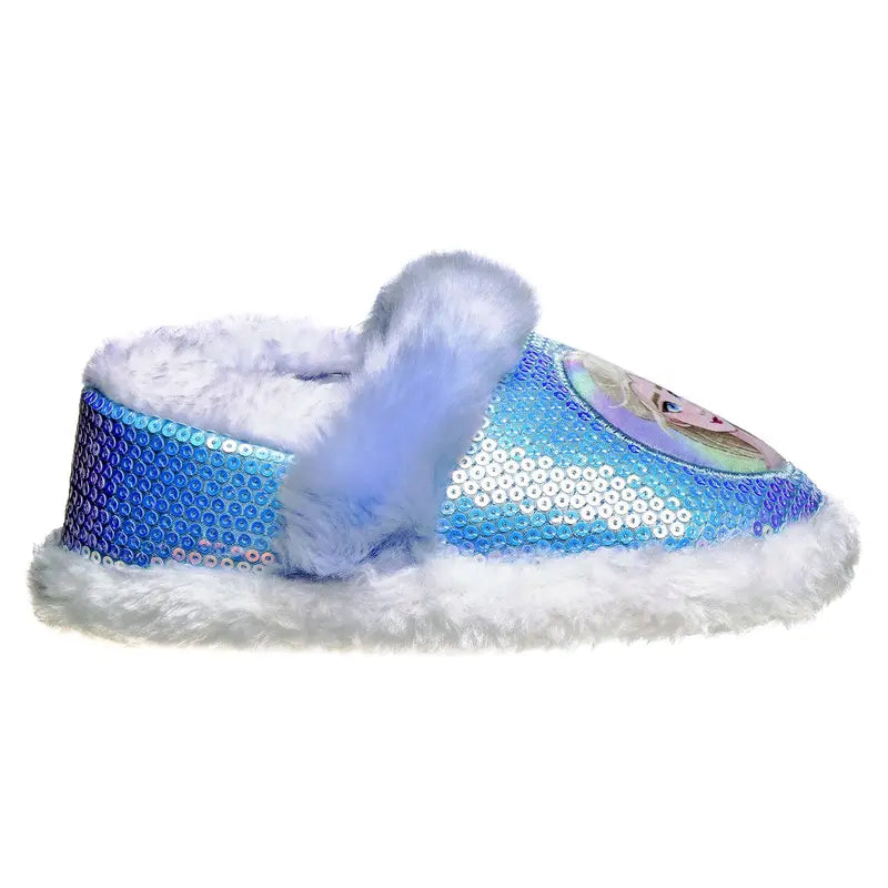 JOSMO KIDS Toddler Girls' Frozen Character-Inspired House Shoes Slippers - Elsa and Anna Plush, Lightweight, Warm, Soft Aline Design, Blue/Purple (Sizes 5-12), Character-Inspired Slippers