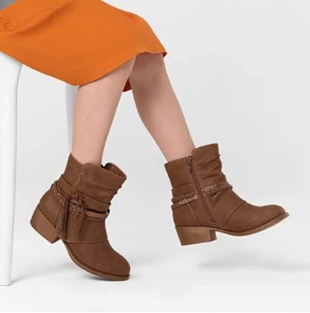 DREAM PAIRS Girls Ankle Boots Side Zipper Low Heels