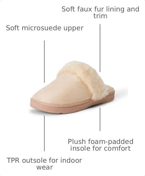 Amazon Essentials Girls' Cozy Faux Fur Trim Slippers