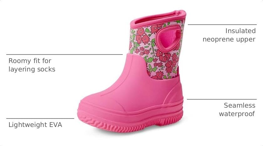 Amazon Essentials Unisex Kids' Insulated Neoprene Rain Boot