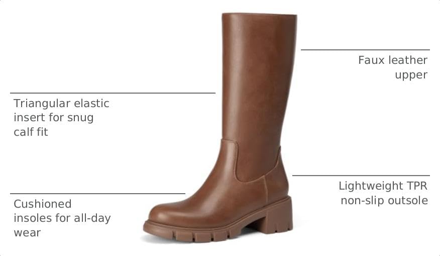 Athlefit Girls Knee High Boots Kids Chunky Heel Boots