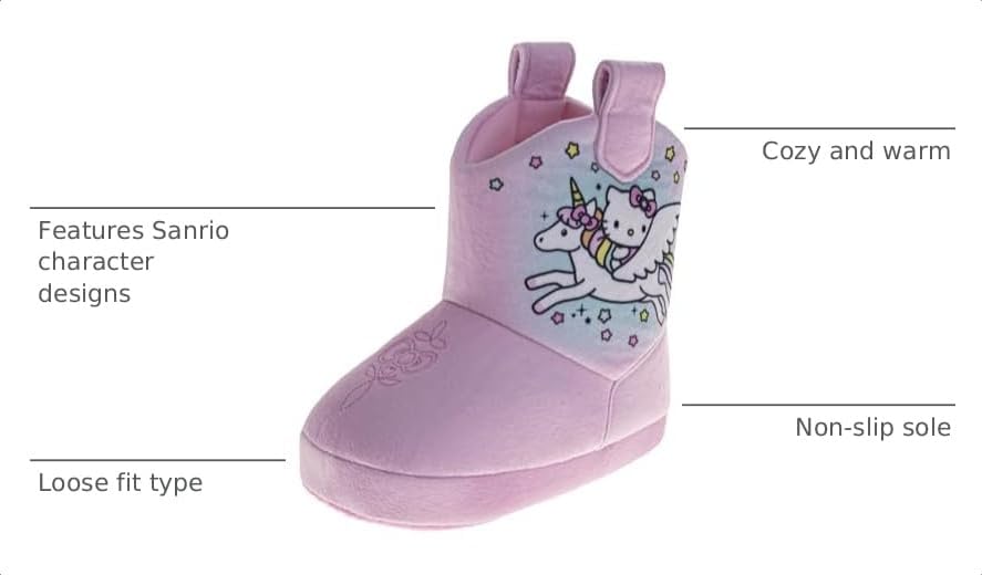 Josmo Hello Kitty Sanrio Slipper Indoor Cute Plush House Shoes for Kids