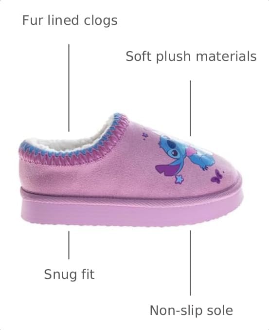Josmo Cars Lightning Mcqueen Lilo Stitch Clog Slippers for Boy Girl Stitch and Angel Fur Lined Clogs Comfort Warm Soft Plush Lightweight House Shoes- Size 5-10 Toddler 11-13 Little Kid 1-5 Big kid