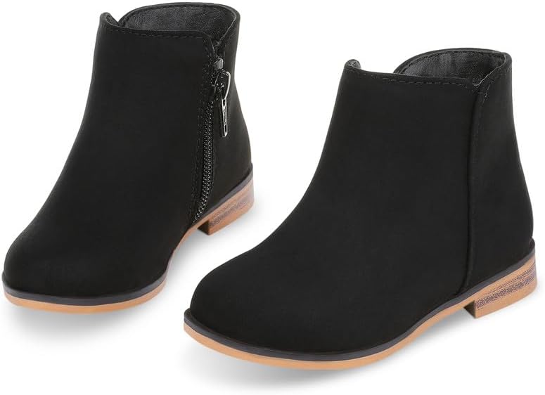 Girls Boots Kids Ankle Boots Side Zipper Booties Fashion Short Suede Low Heels