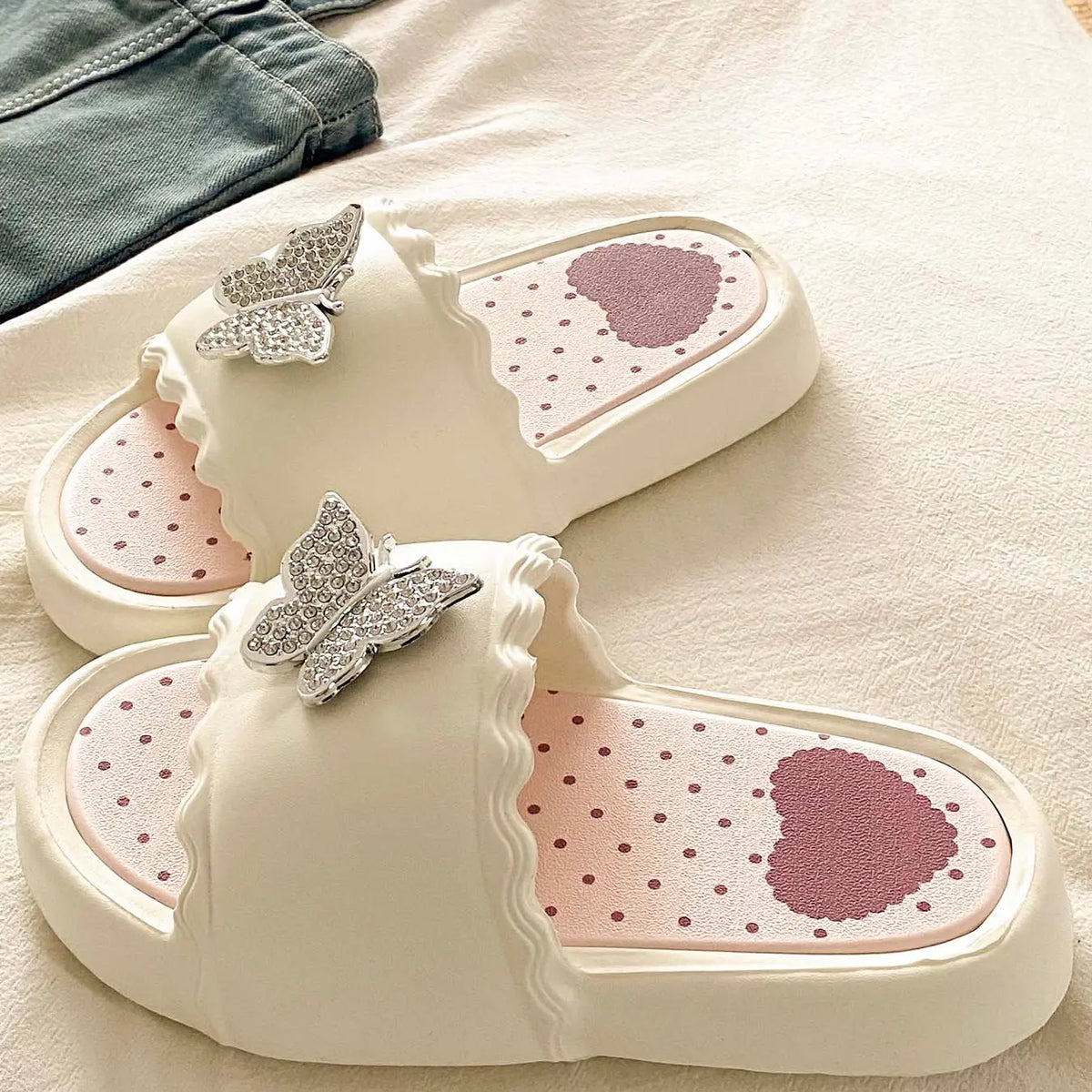 Summer New Student Sweet Girl Style Sandals, Eva Soft Sole, Casual Home & Outdoor, Fashionable Beach Shoes, Comfortable Lightweight Flip Flops, Butterfly Pattern Slippers, Cute Soft Slippers, Trendy Casual Slippers