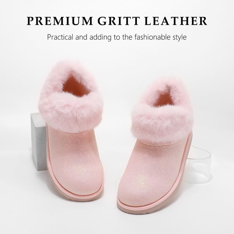 HOMEHOT Girls Slippers Winter Warm House Shoes Faux Fur Lining Bootie slipper