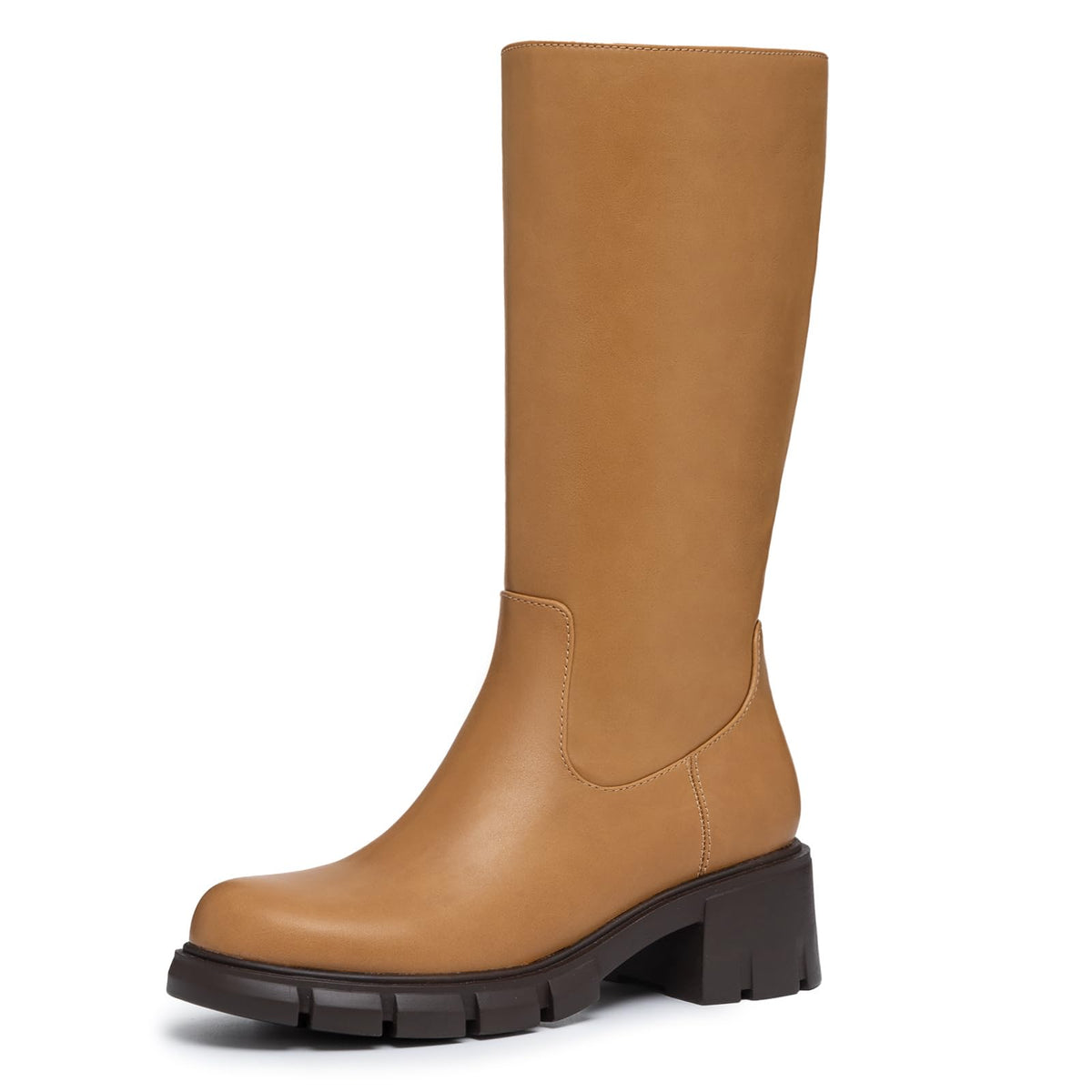 Athlefit Girls Knee High Boots Kids Chunky Heel Boots