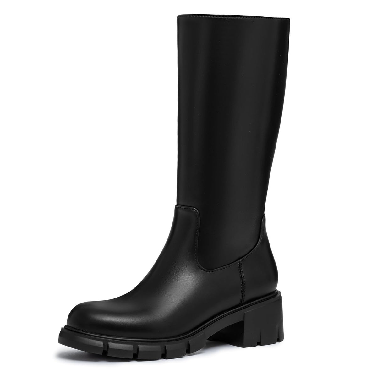 Athlefit Girls Knee High Boots Kids Chunky Heel Boots