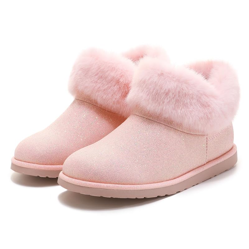HOMEHOT Girls Slippers Winter Warm House Shoes Faux Fur Lining Bootie slipper