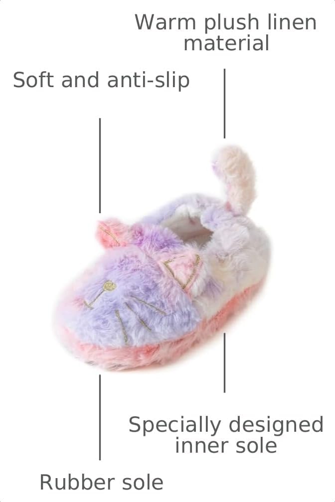 Toddler Boys Slippers Cartoon Cute Animals Plush Warm Home Shoes