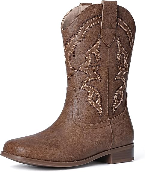Choiran Cowboy Boots for Girls and Boys - Western Cowgirl Boots Unisex Mid Calf Riding Shoes for Toddler Little Kid/Big Kid