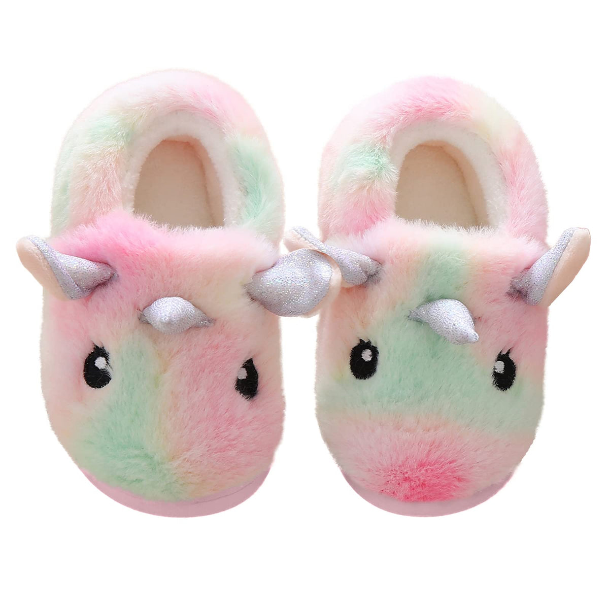 Toddler Slippers Girls Soft Plush House Shoes with Non-Slip Sole Cute Cozy Little Kids Indoor Slippers