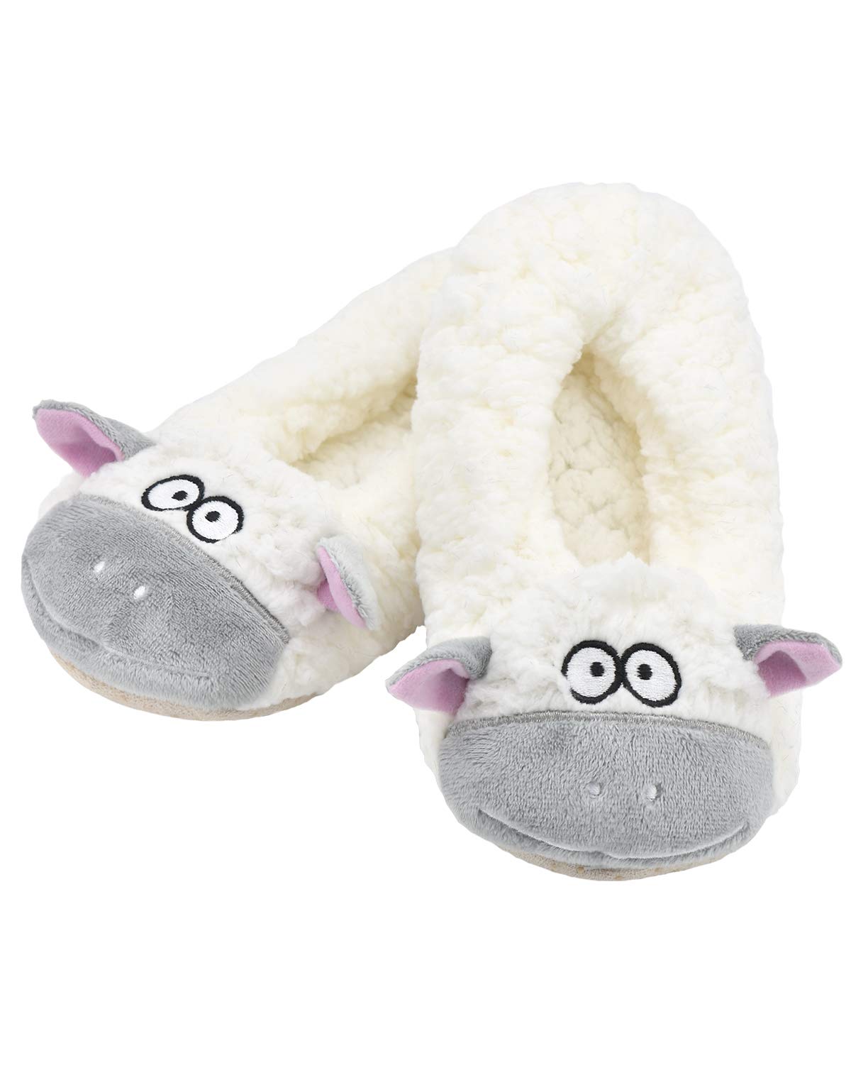 DICUIRD Kids Animal Fleece Slipper Socks Warm Fuzzy Indoor Bedroom Shoes