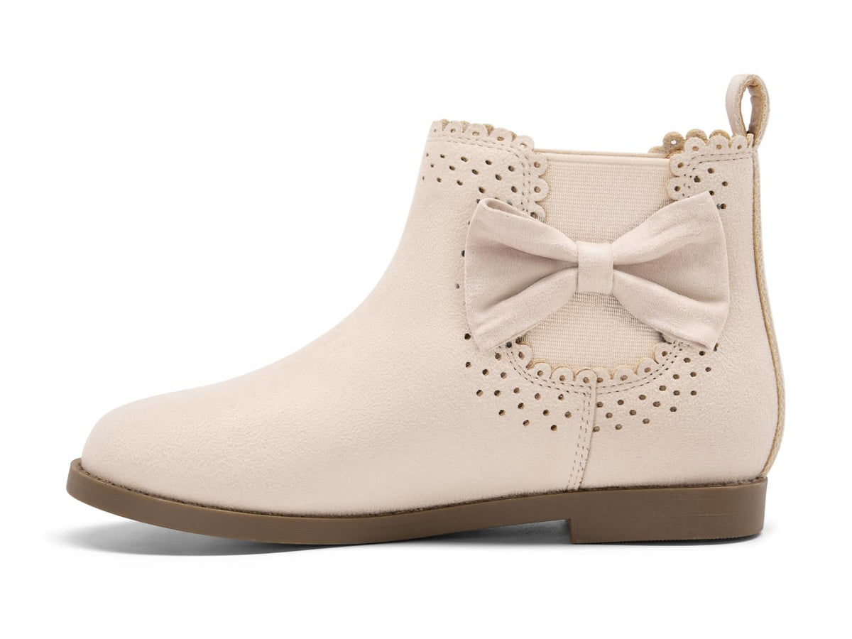 Coutgo Girls Ankle Boots Bow Chunky Low Heel Chelsea Booties Dress Shoes