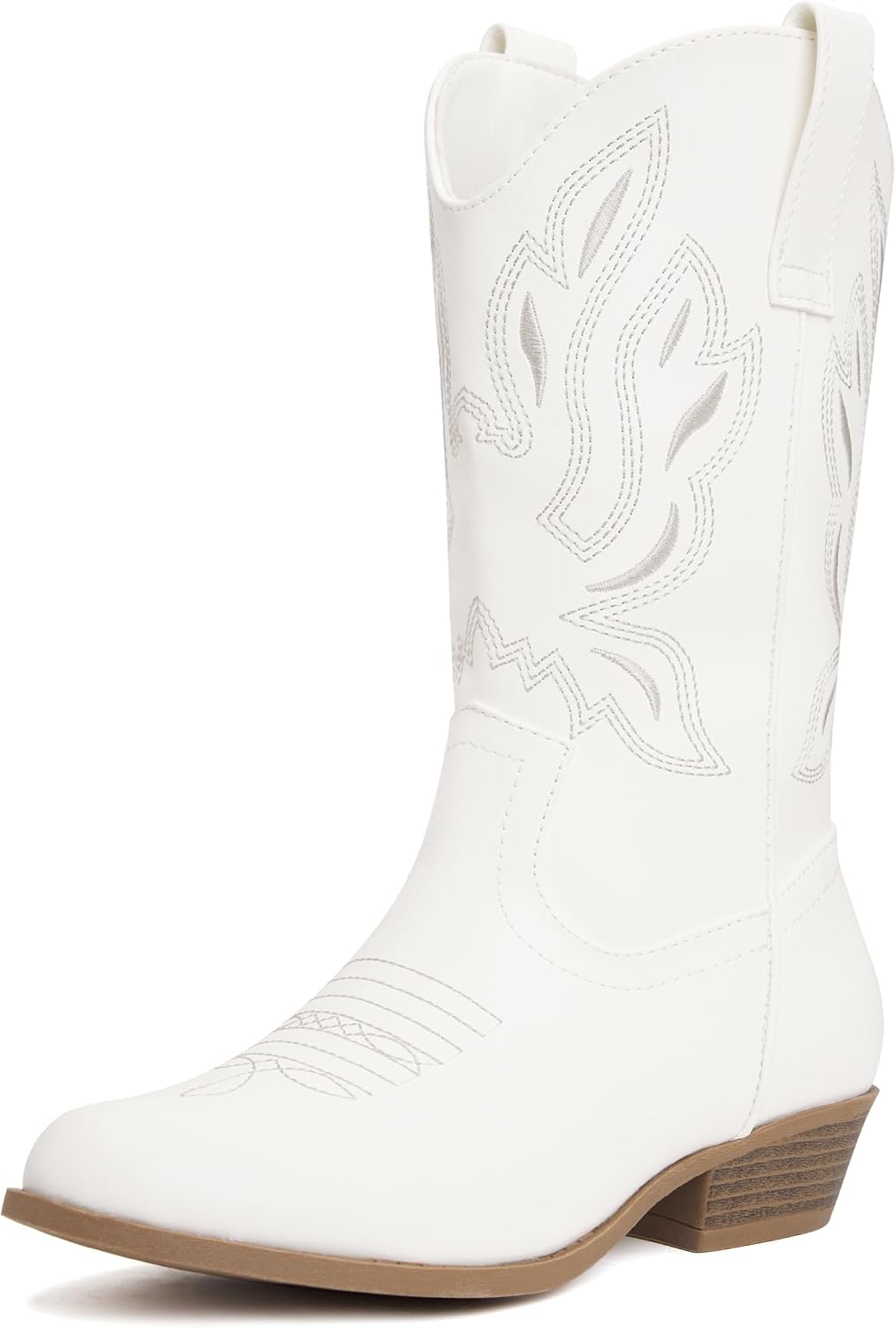 vodvob Girls Kids Western Boots Round Toe Embroidered Cowgirl Cowboy Boots