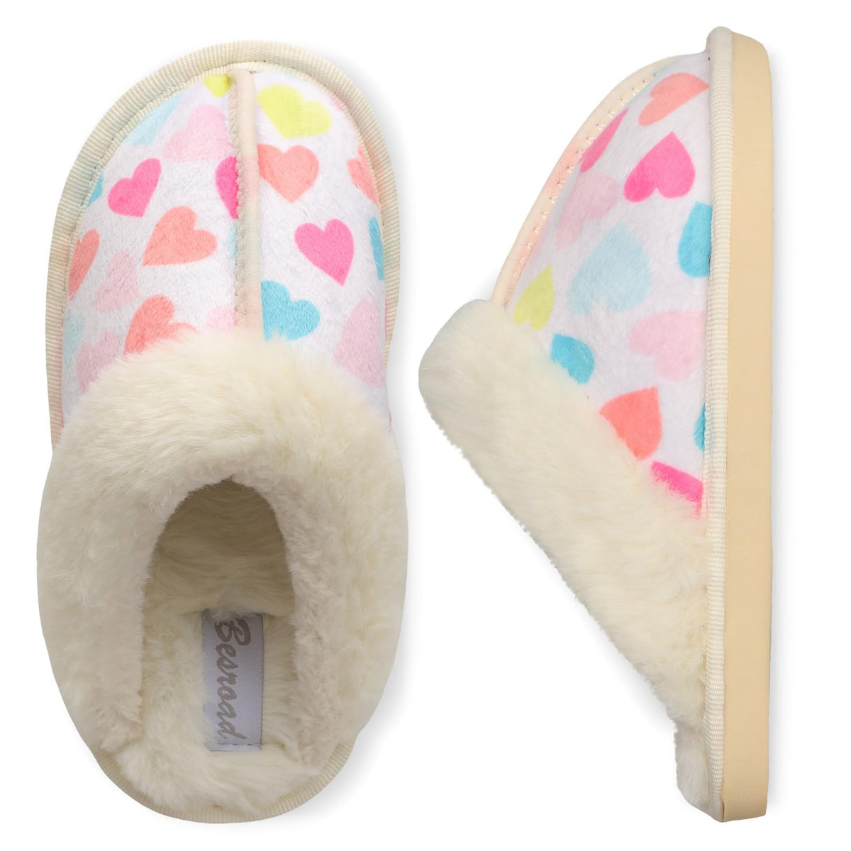 Besroad Kids Slippers Girls Boys Fuzzy House Slippers Warm Memory Foam House Shoes Soft Plush Bedroom Slippers Slides Indoor Outdoor