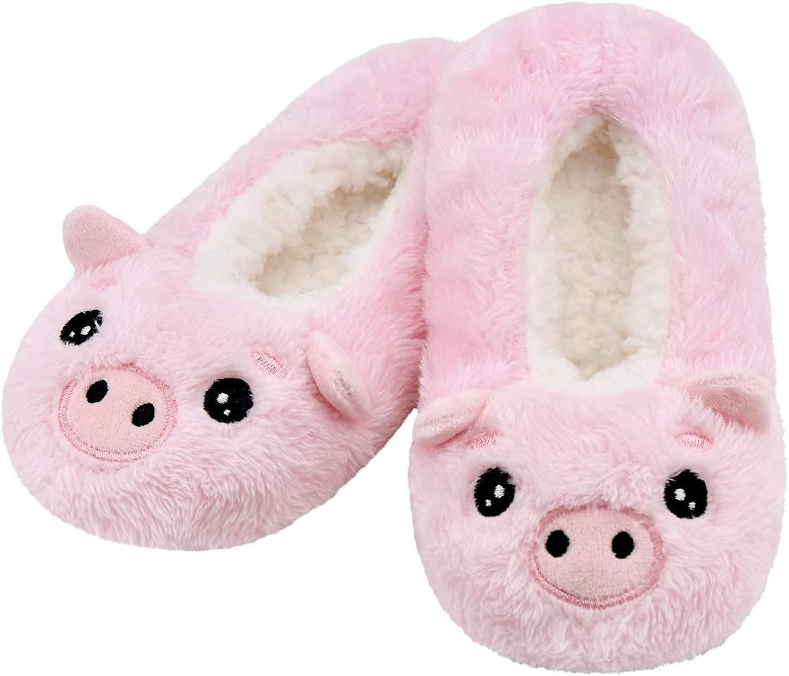 DICUIRD Kids Animal Fleece Slipper Socks Warm Fuzzy Indoor Bedroom Shoes