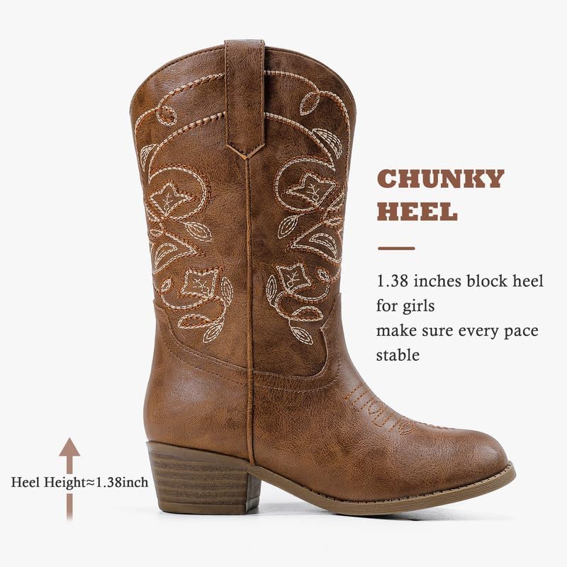 LAURMOSA Cowgirl Boots for Girls Western Cowboy Boots Horse Riding for Kids