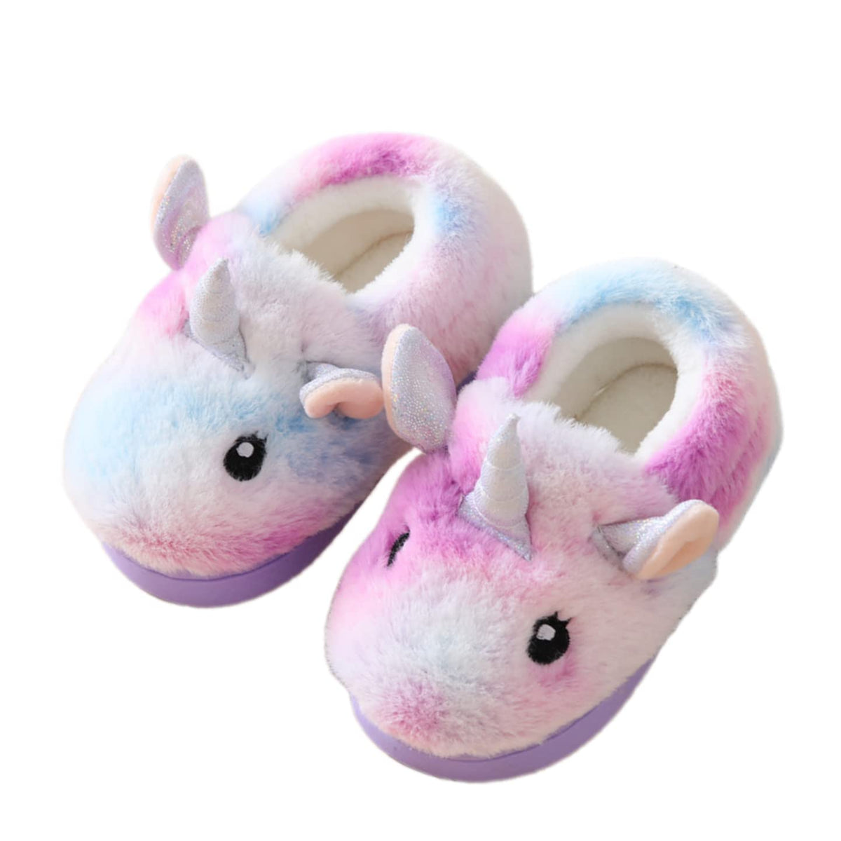 Toddler Slippers Girls Soft Plush House Shoes with Non-Slip Sole Cute Cozy Little Kids Indoor Slippers