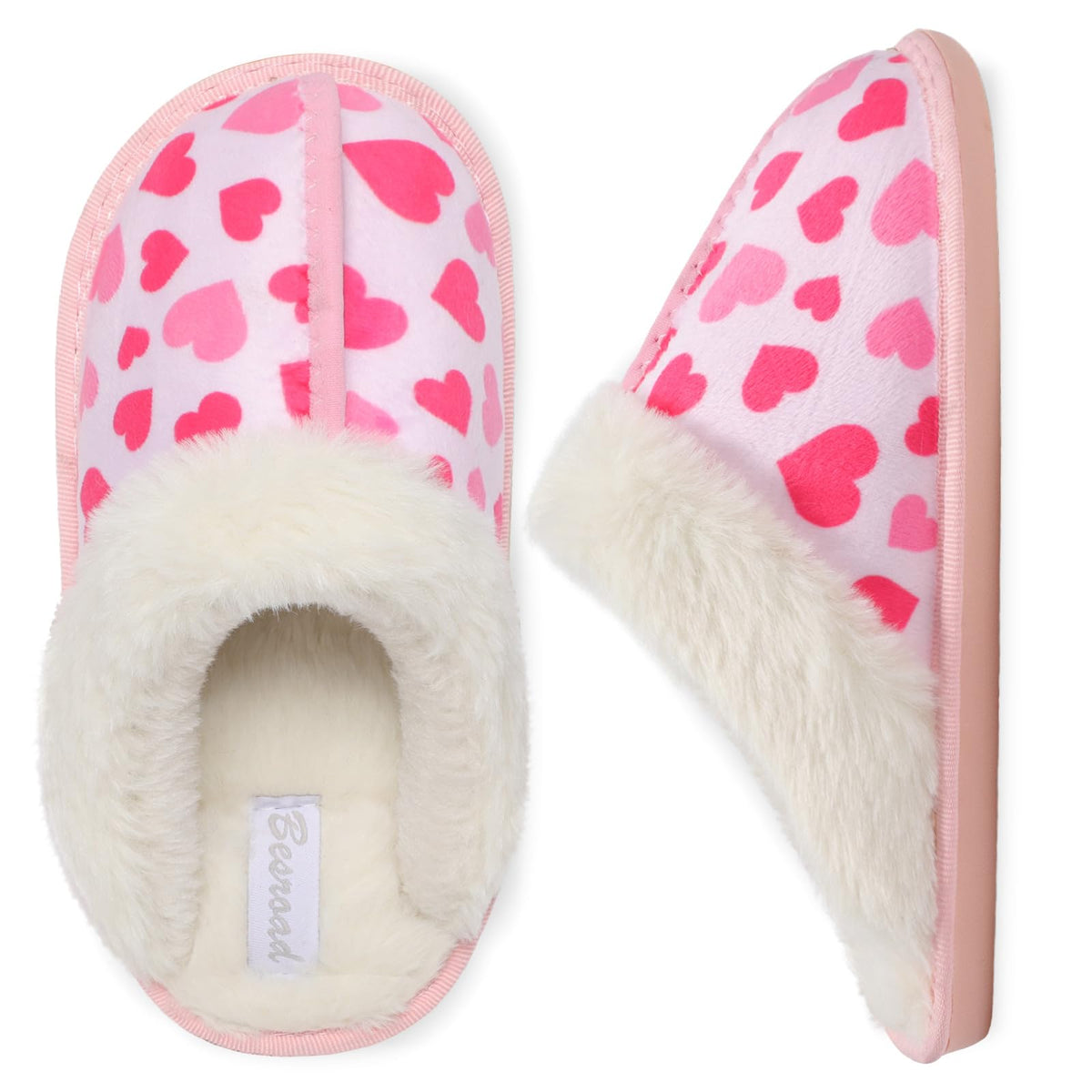 Besroad Kids Slippers Girls Boys Fuzzy House Slippers Warm Memory Foam House Shoes Soft Plush Bedroom Slippers Slides Indoor Outdoor