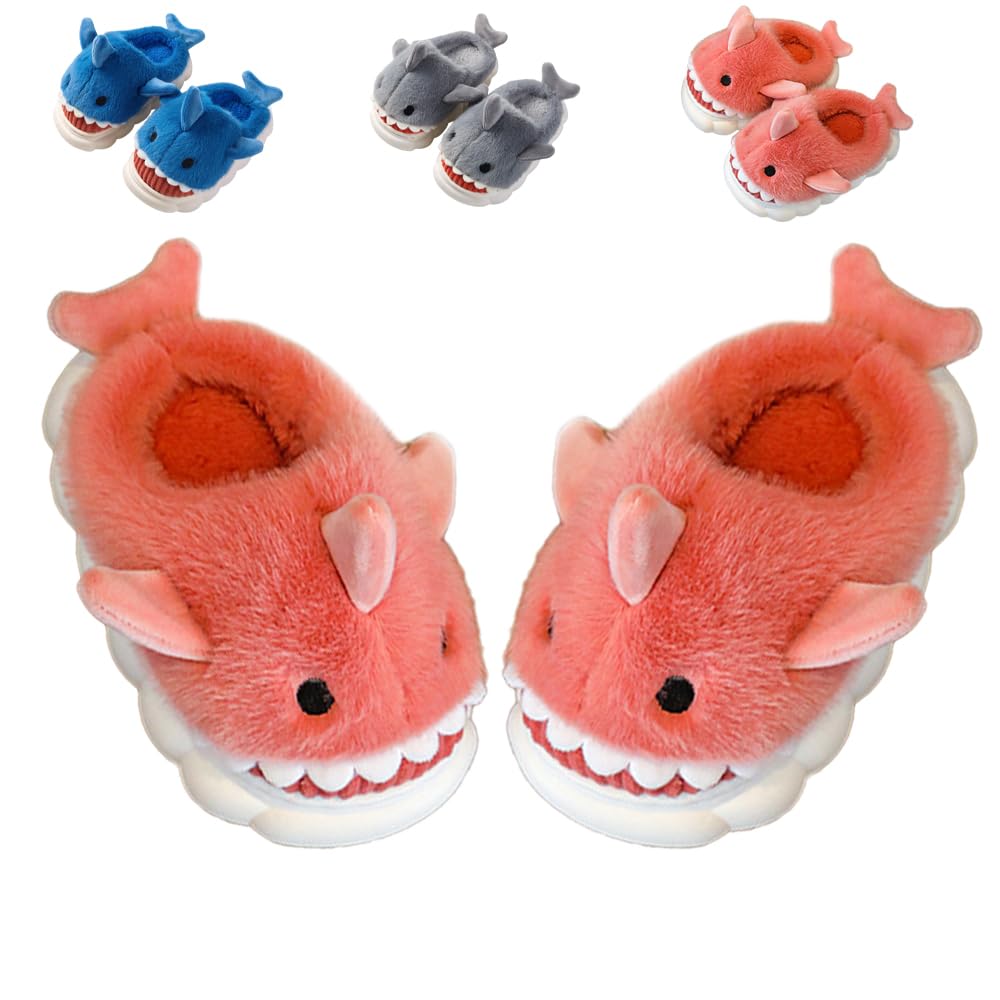 Fiedaz Boys Girls Shark Slippers Kids House Cute Slippers for Toddler Plush Warm Slippers Non-Slip Indoor bedroom Winter Shoes