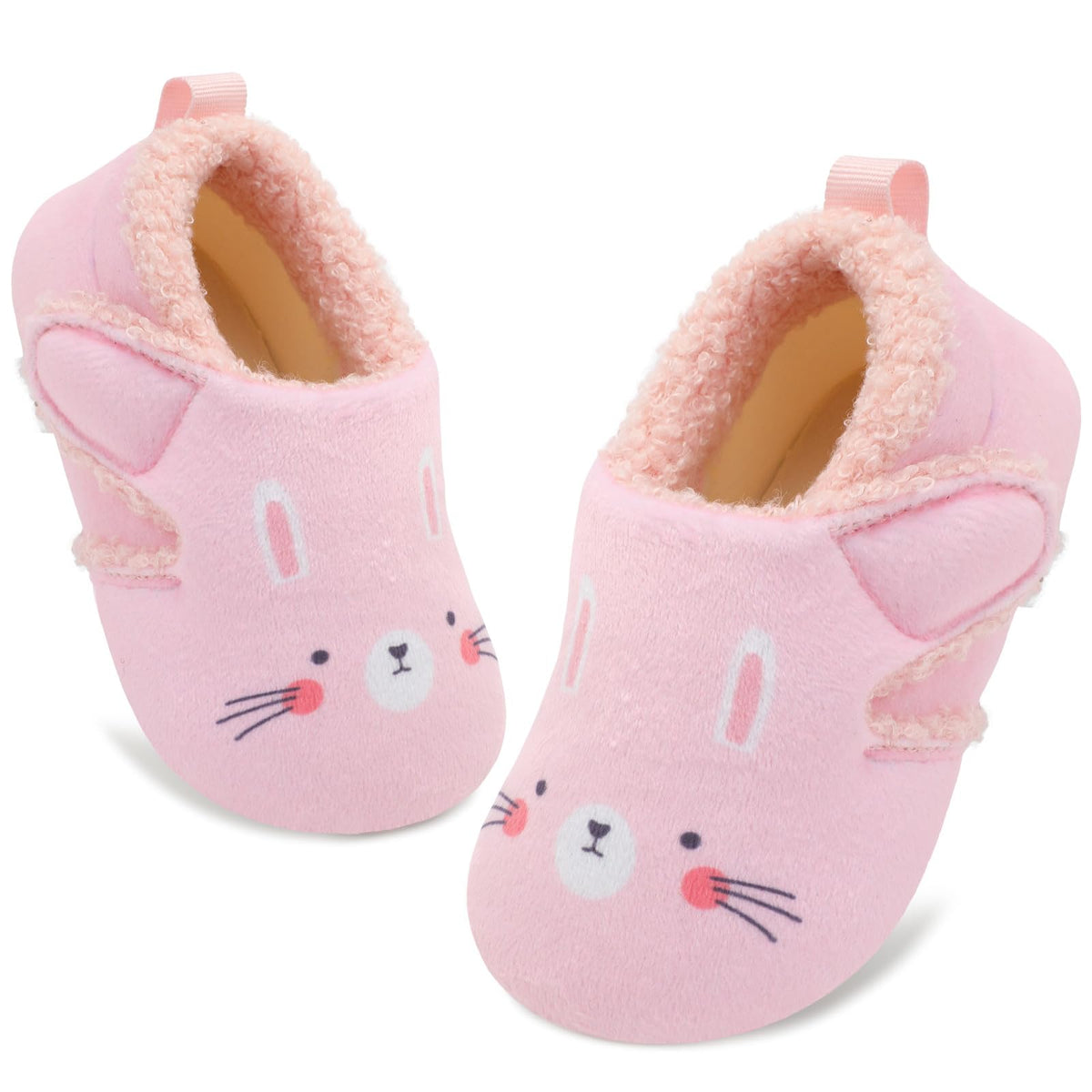 JOINFREE Toddler Slippers Boys Girls Adjustable House Shoes Barefoot Sock Shoes with Rubber Sole Baby Comfort Warm Indoor Outdoor Walking Shoe