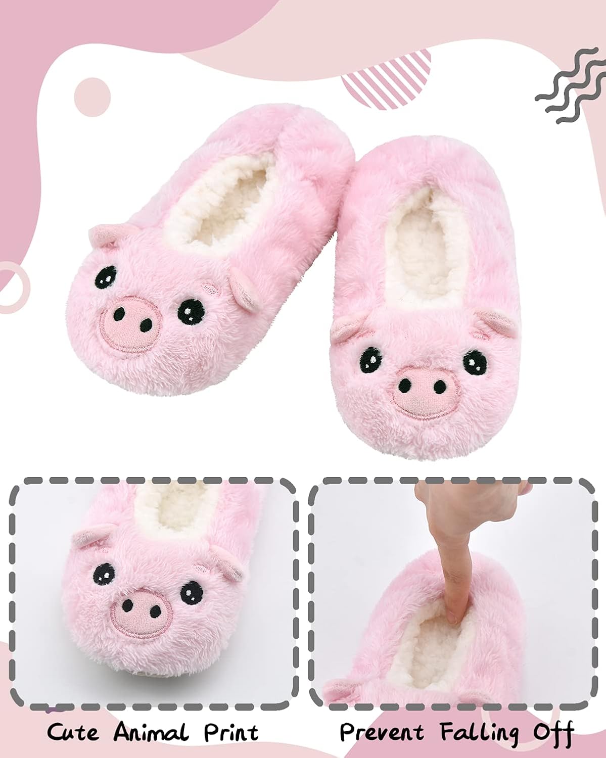 DICUIRD Kids Animal Fleece Slipper Socks Warm Fuzzy Indoor Bedroom Shoes