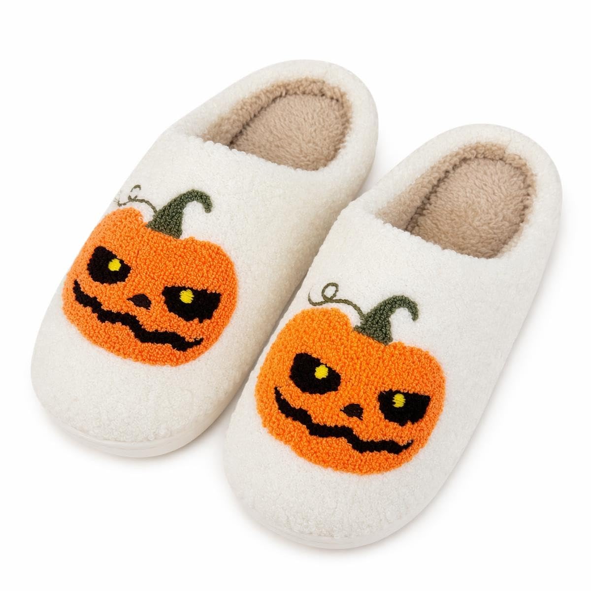 Retro Fuzzy Happy Face Slippers for Women Men, Cozy House Shoes