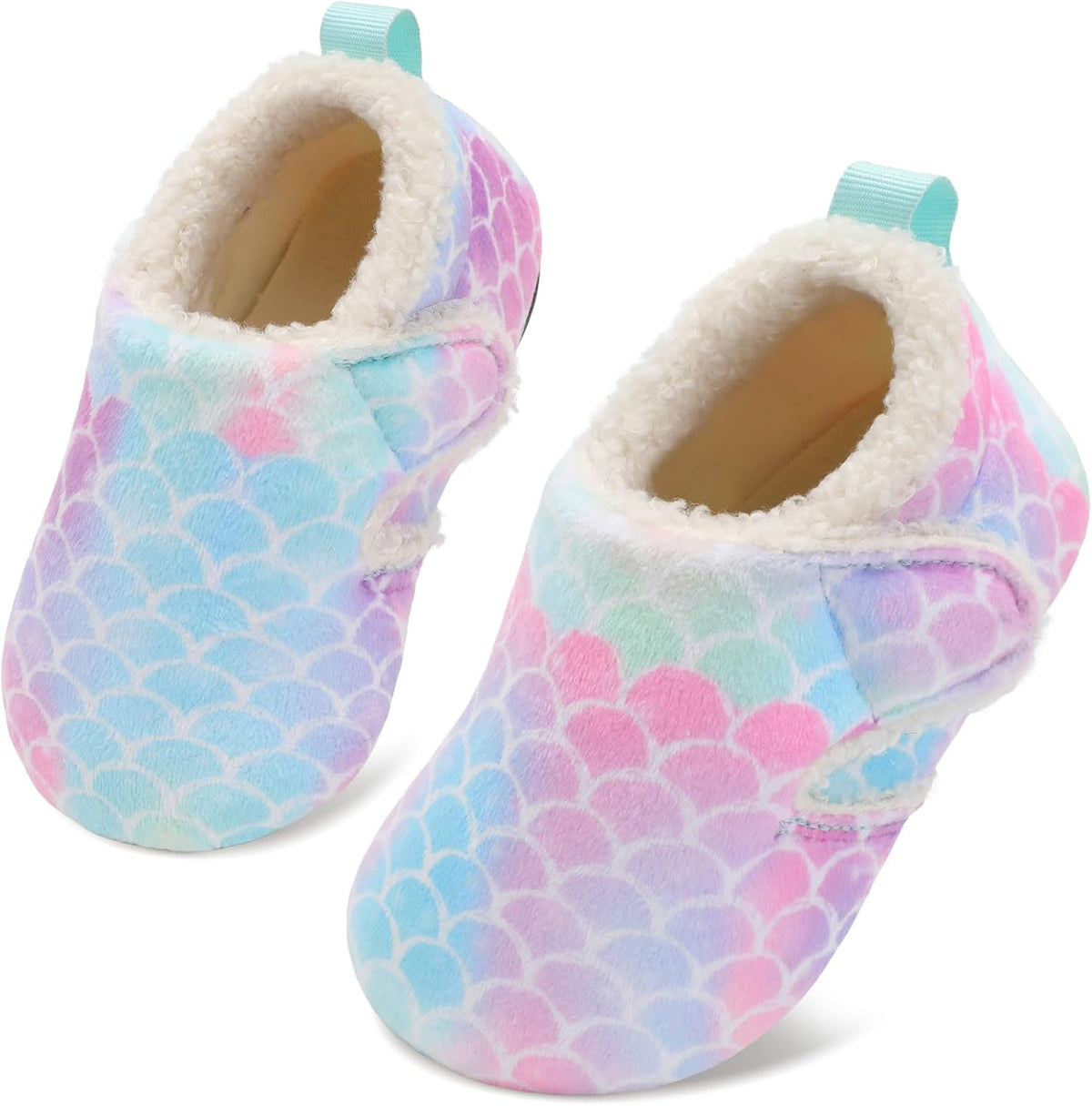 JOINFREE Toddler Slippers Boys Girls Adjustable House Shoes Barefoot Sock Shoes with Rubber Sole Baby Comfort Warm Indoor Outdoor Walking Shoe