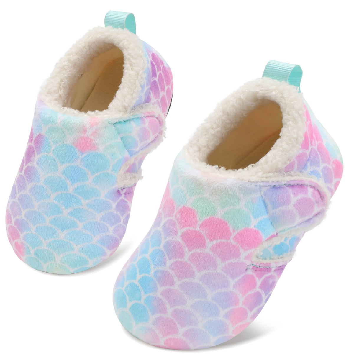 JOINFREE Toddler Slippers Boys Girls Adjustable House Shoes Barefoot Sock Shoes with Rubber Sole Baby Comfort Warm Indoor Outdoor Walking Shoe