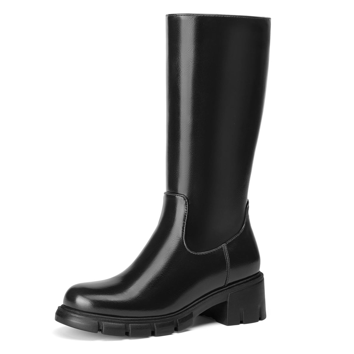 Athlefit Girls Knee High Boots Kids Chunky Heel Boots