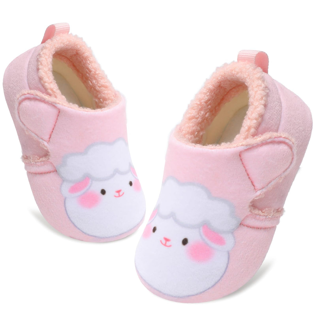 JOINFREE Toddler Slippers Boys Girls Adjustable House Shoes Barefoot Sock Shoes with Rubber Sole Baby Comfort Warm Indoor Outdoor Walking Shoe