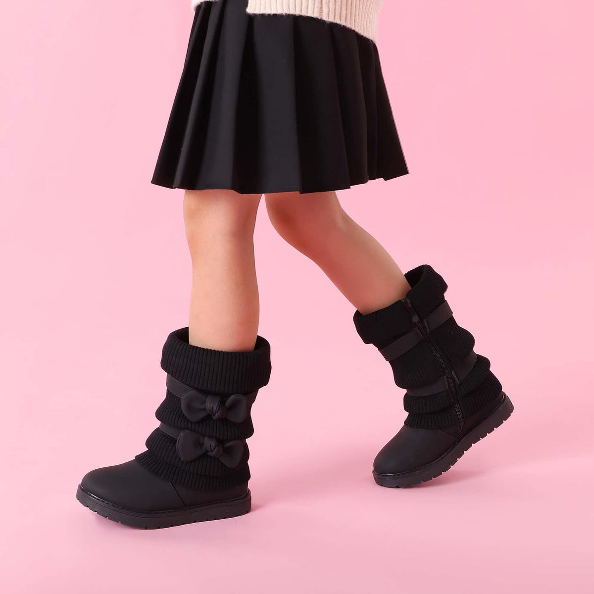 DREAM PAIRS Girls Winter Mid Calf Snow Boots
