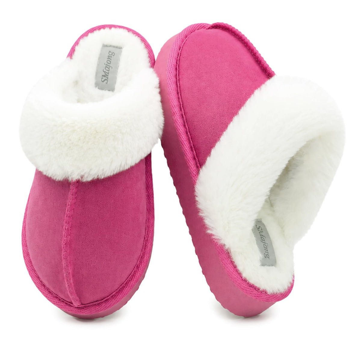 SMajong Kids Warm Fuzzy Slippers Memory Foam Non Slip House Shoes