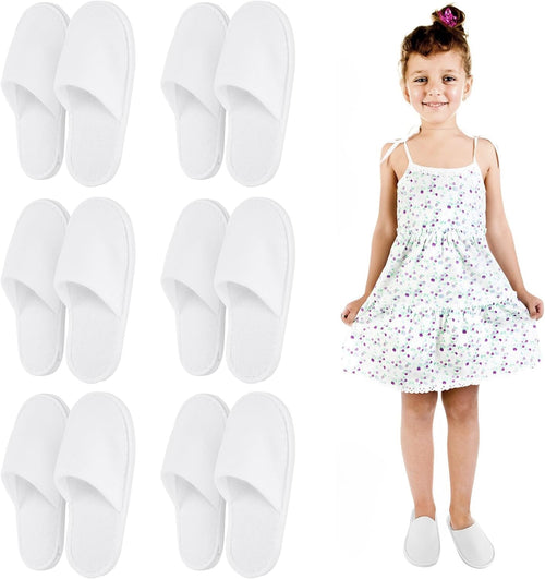 6 Pairs of Spa Slippers for Kids Hotel Babouches Disposable Outdoor Travel Swimming Camping House Boys Girls Slipper Non-slip Soles for Children 6-10 Years Old