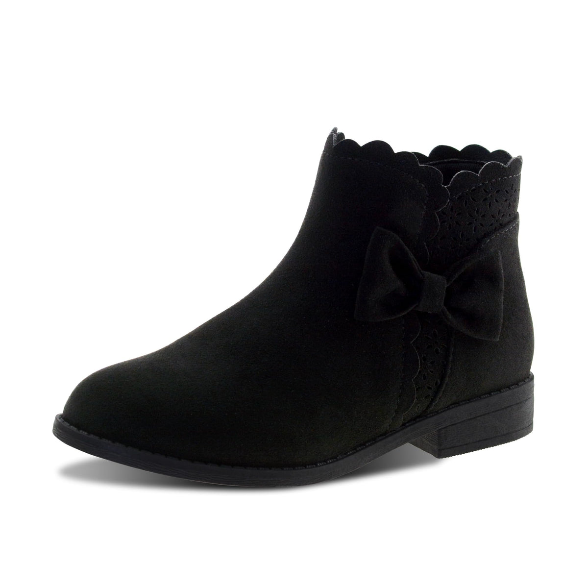 LseLom Girls Ankle Boots Kids Ankle Booties Bow Side Zipper Low Heel Outdoor Warm Shoes for Little Kids/Big Kids