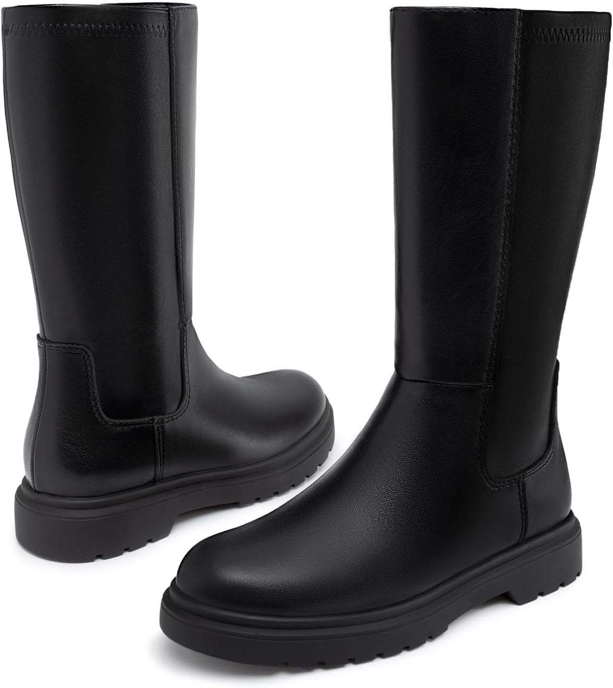 Athlefit Girls Knee High Riding Boots for Kids with Zipper