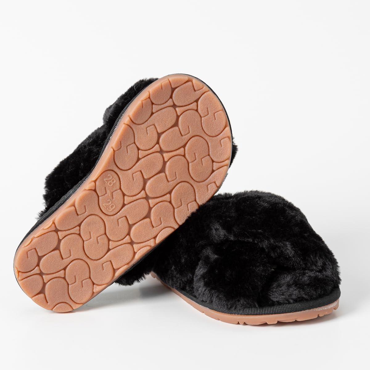 Enteer Girls Fluffy Slippers Memory Foam Soft Plush Cross Band House Shoes Indoor Outdoor Slip On