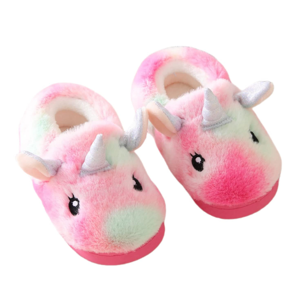 Toddler Slippers Girls Soft Plush House Shoes with Non-Slip Sole Cute Cozy Little Kids Indoor Slippers