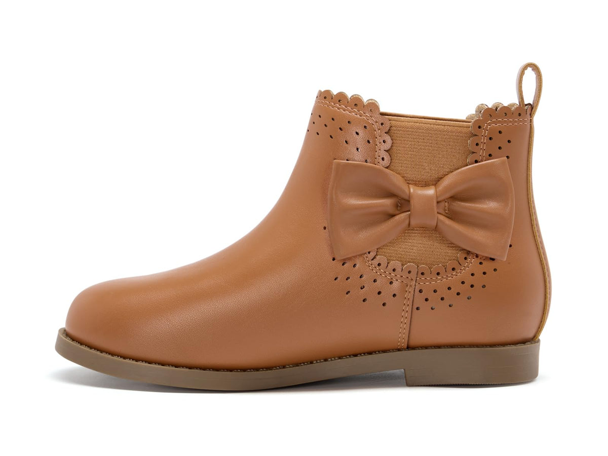 Coutgo Girls Ankle Boots Bow Chunky Low Heel Chelsea Booties Dress Shoes