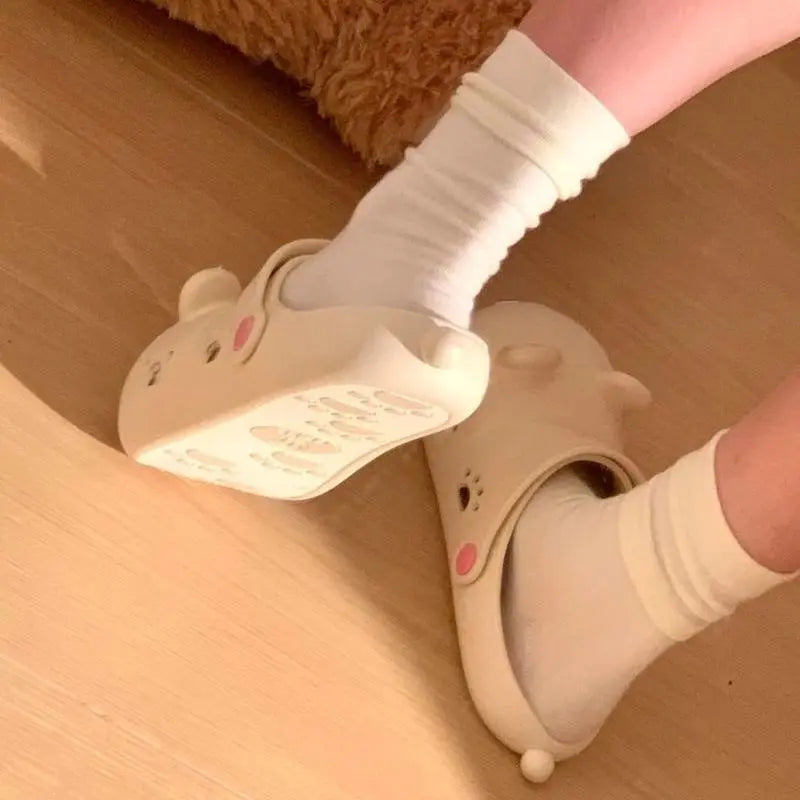 Cartoon Rilakkuma PVC Flat Sandals, Cute Bear Synthetic Non-Slip Anti-Odor Children's Summer Beach A-Shoes, Ideal Home Supplies Accent Gift