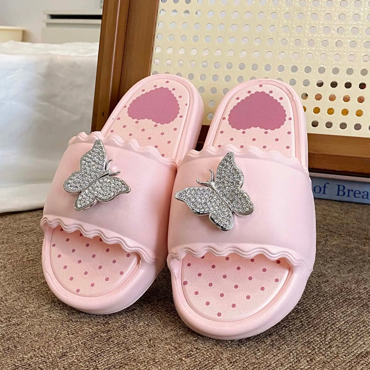 Summer New Student Sweet Girl Style Sandals, Eva Soft Sole, Casual Home & Outdoor, Fashionable Beach Shoes, Comfortable Lightweight Flip Flops, Butterfly Pattern Slippers, Cute Soft Slippers, Trendy Casual Slippers