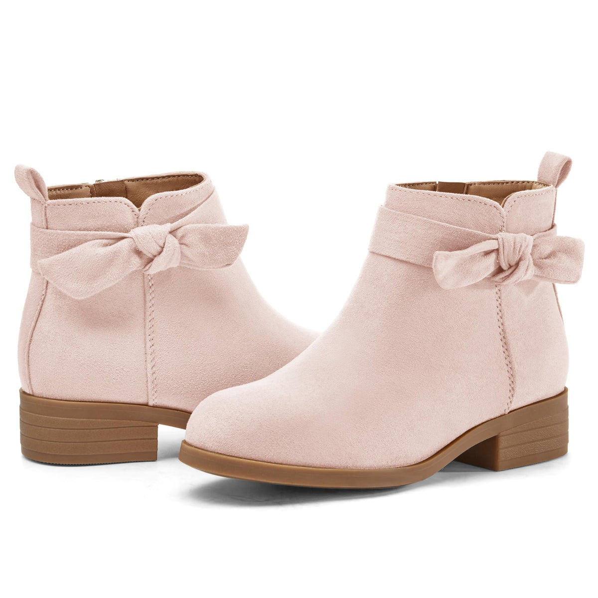 Coutgo Girls Toddler Bow knot Ankle Boots Low Chunky Heel Side Zipper Cute Dress Booties Little Big Kid