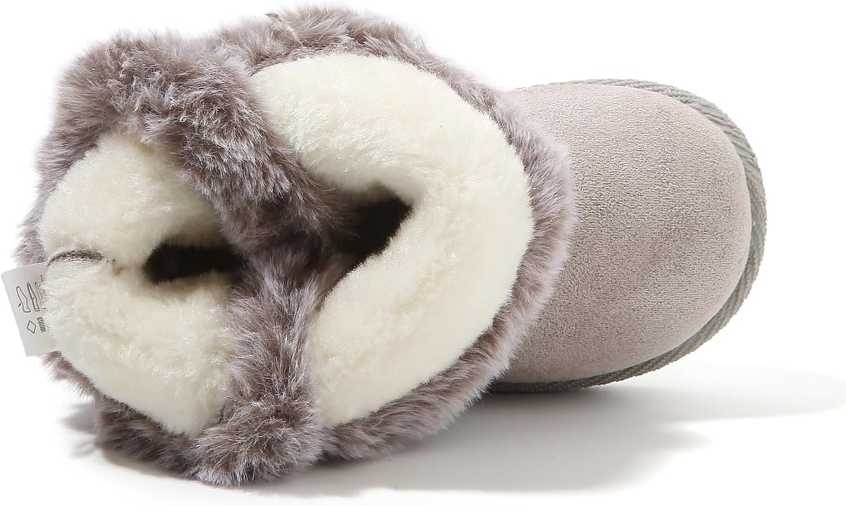 LONSOEN Winter Warm Boots Faux Fur Mid Calf Booties for Toddler Little Kid
