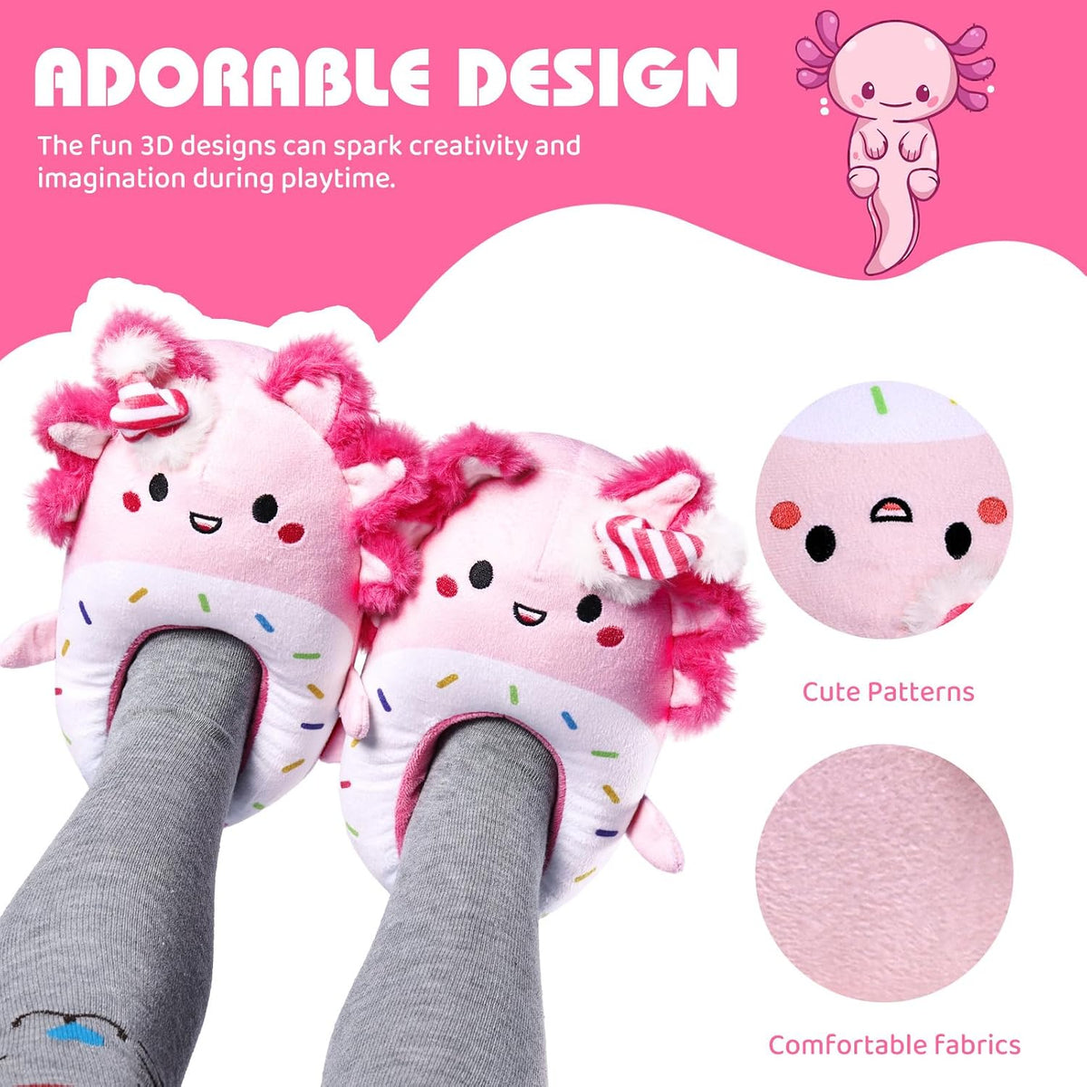 IceUnicorn Toddler Cute Animal Slippers Kids Christmas Plush Warm House Shoes Girls Boys Bedroom Indoor Washable Slipper