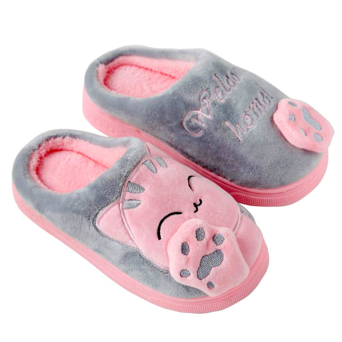 Kids Family Cute Cat Household Anti-Slip Indoor Home Slippers for Girls and Boys